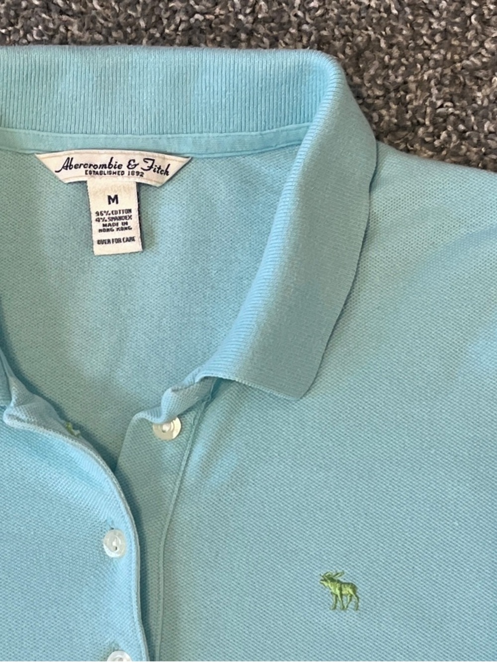 Vintage Abercrombie & Fitch Women's Light Aqua 3/4 Sleeve Polo Shirt Size M - Picture 4 of 7